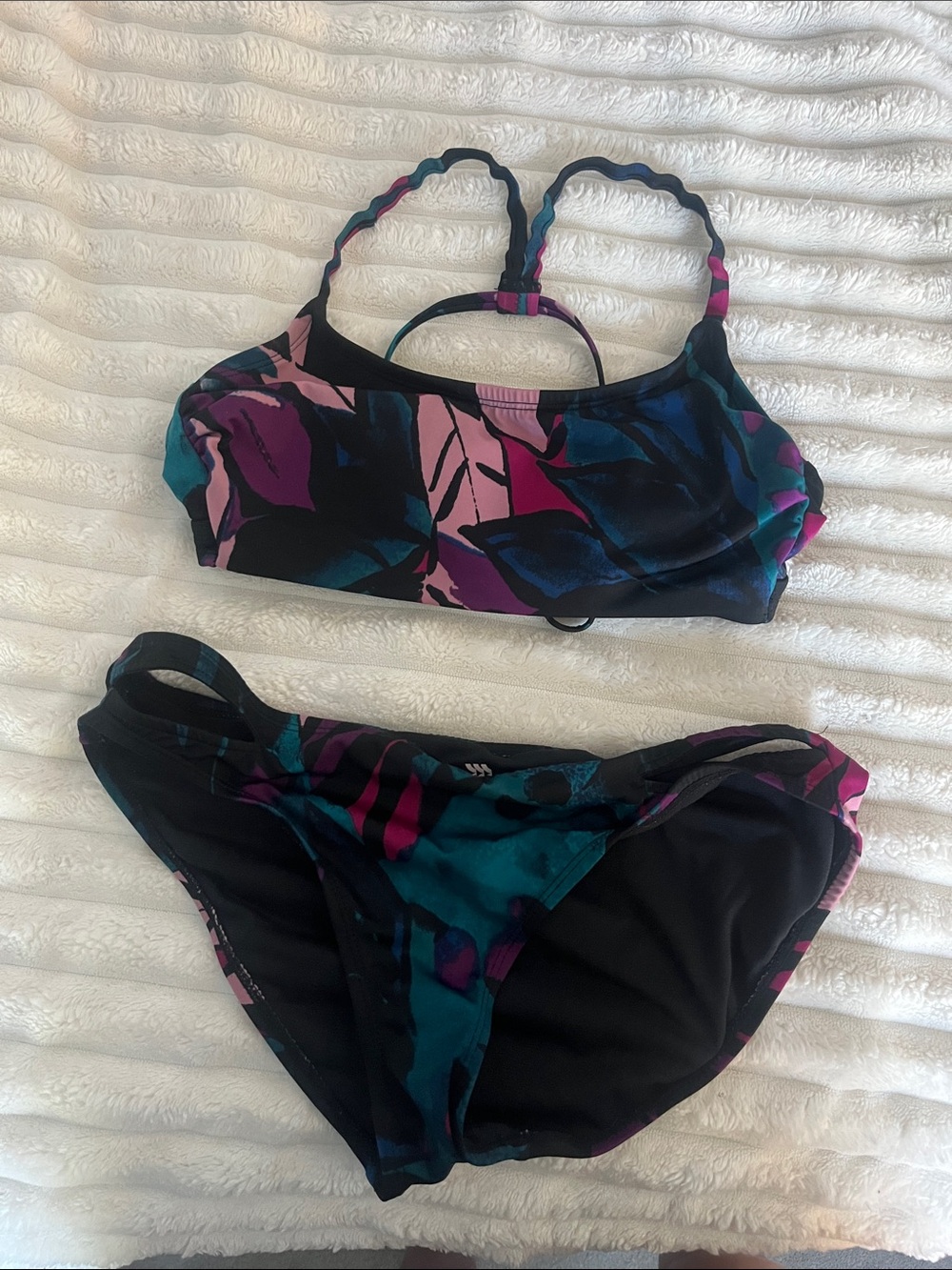 Target Women’s Floral Bikini Set - Teal, Purple & Black
